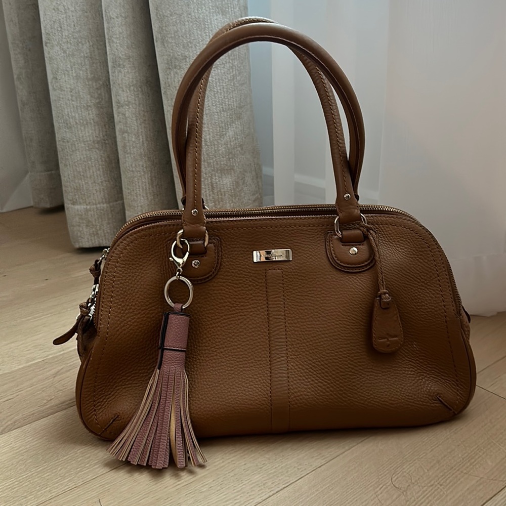 Cole Haan Leather double strap work bag. Leather tassel included